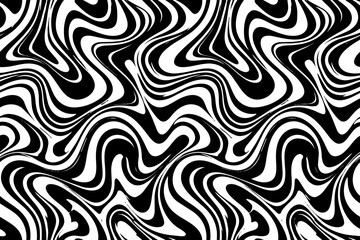 Obraz premium Abstract wavy pattern background in black and white fluid marble doodle style