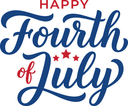 Happy fourth of july greeting card with stars on white background