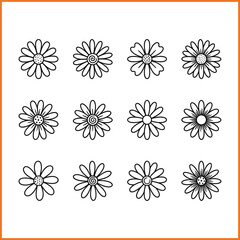 Obraz premium Daisy Flower Line Art Bundle with Minimalist Floral Outline Icons