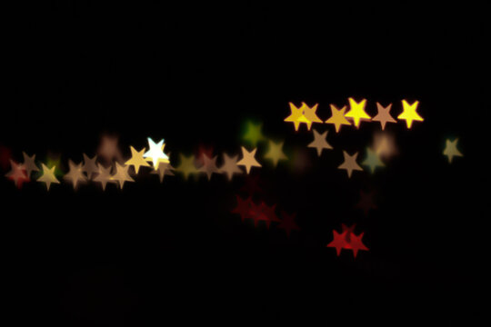 Abstract 5 Stars Bokeh background colorful shaped 