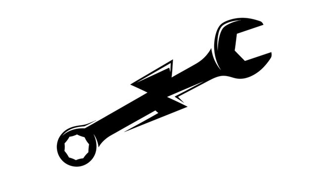 Black wrench with lightning bolt through it