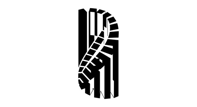Black and white illustration of a tire tread pattern