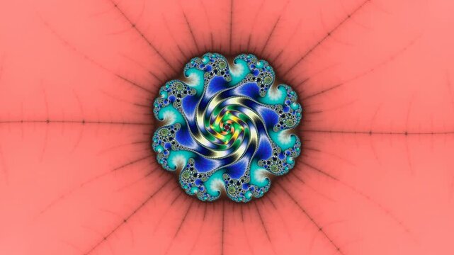 Psychedelic fractal imagery showcases mesmerizing spiral patterns and vibrant color gradients in a continuous zoom through self similar mathematical structures and infinite geometric complexity