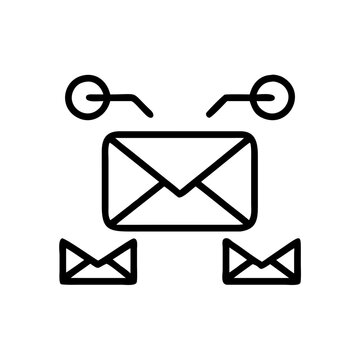 Mail server icon vector simple black line art, single object, isolated, flat, illustration