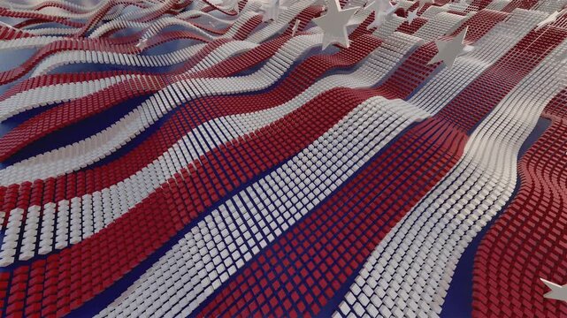 4k loop animation of Futuristic American patriotic background for Independence Day celebrations and government events