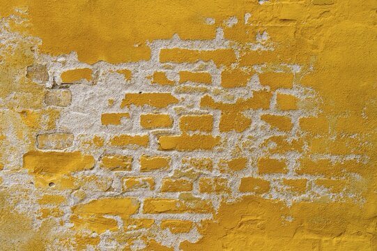 Ochre yellow brick wall