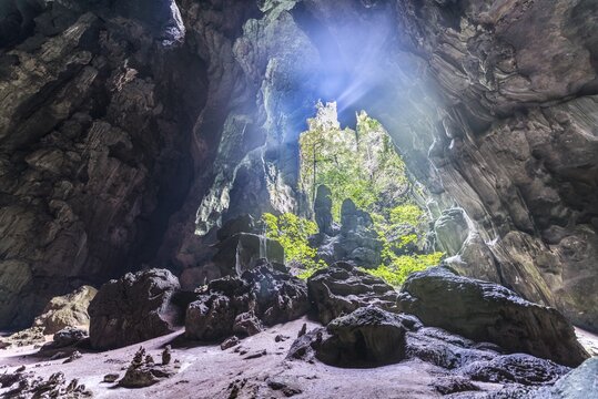 Stalactite cave in the jungle, King and Queen cave, Taman Negara National Park, Jerantut, Pahang, Malaysia