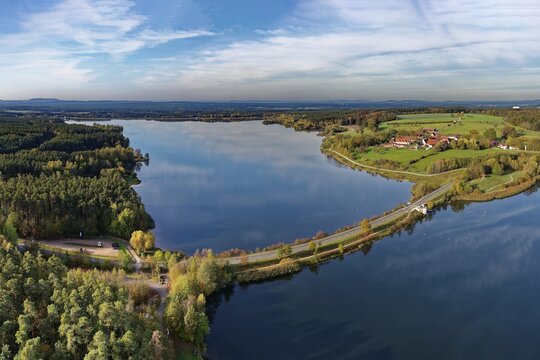 Rothsee Reservoir, Roth County, Franconian Lake District, Middle Franconia, Franconia, Bavaria, Germany