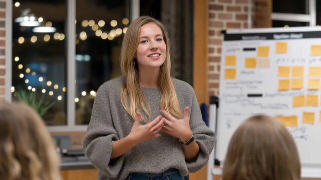 Financial trauma workshop facilitator leading group healing session, participants sharing money shame stories, therapeutic exercises about abundance visible on whiteboard in candlelit space, ideal