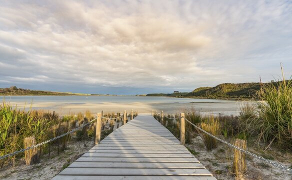 Boardwalk to beach, Lake Taharoa, Northland, North Island, New Zealand
