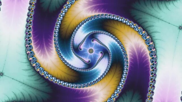 Psychedelic fractal imagery showcases mesmerizing spiral patterns and vibrant color gradients in a continuous zoom through self similar mathematical structures and infinite geometric complexity