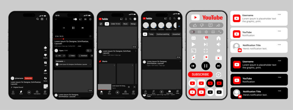 Youtube mockup social media template. Youtube video template. Youtube shorts mockup phone ui screen display. Youtube video frame in smartphone screen template vector. Youtube in smartphone frame.