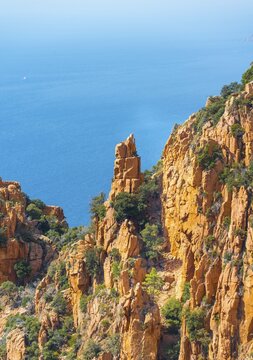 Bizarre rock formations, Calanche of Piana, Calanques de Piana, Gulf of Porto, Corse-du-Sud, Corsica, France