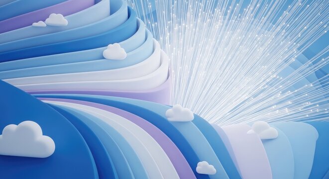 A serene landscape of rolling hills and a clear blue sky with scattered clouds