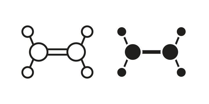 Ethylene molecule icon. Simple outline style for web and app. Vector icon