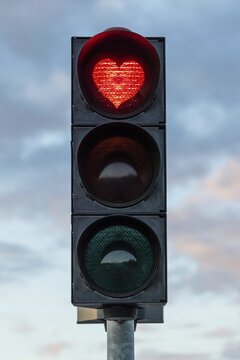 Traffic light with red heart, Akureyri, Iceland