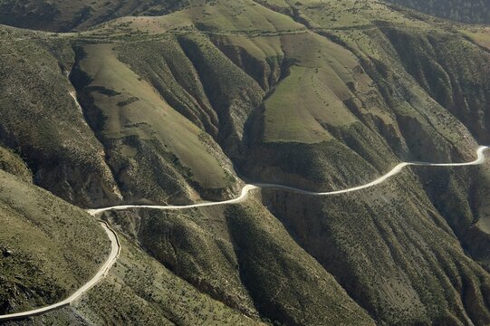 The Tizi-n-Test mountain pass cuts right through the High Atlas mountains being the most direct route from Marrakesh to Taroudant, Morocco