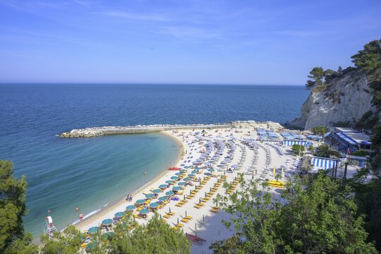 Town beach of Sirolo, province of Ancona, Italy