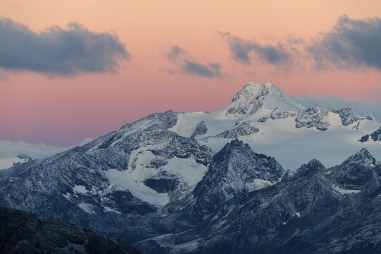 Sunrise over summit of &Ouml;tztaler Wildspitze, S&ouml;lden, &Ouml;tztal, Tyrol, Austria