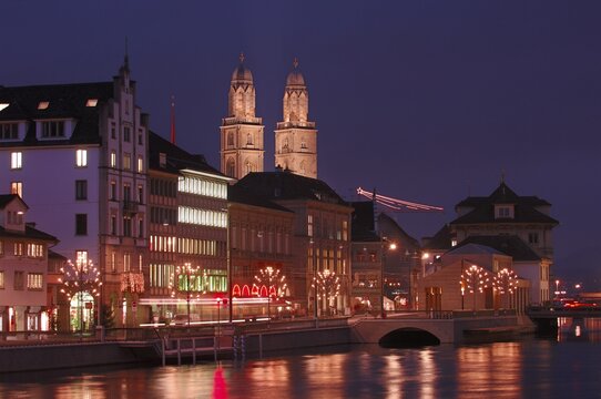 Grossmuenster, old part of Zurich, Switzerland