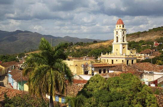The bell tower of the Museo de la Lucha Contra Bandidos in the colonial old town, Trinidad, Cuba