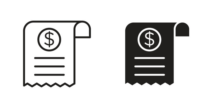 paper check receipt icon. Simple outline style for web and app. Vector icon
