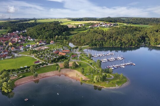 Aerial view, lido Enderndorf, Gro&szlig;er Brombachsee, Enderndorf am See, district of the town Spalt, Franconian Lake District, Middle Franconia, Franconia, Bavaria, Germany