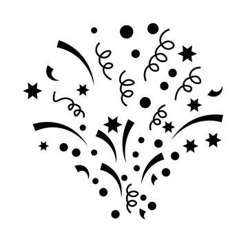 classic confetti and streamer explosion graphic, celebrating big wins or special occasions, fireworks icon, confetti explosion, or party popper burst