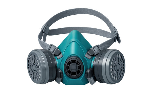 Teal half mask respirator with replaceable filters for protection