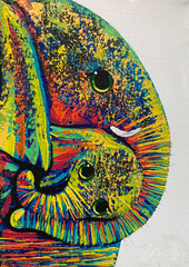 Close up elephant mother and baby abstract art painting with colorful texture detail © Boonyanut