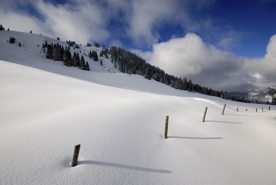 Snowy mountain landscape, Pfronten, Bavaria, Germany, Europe