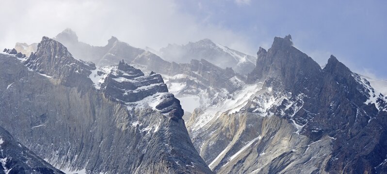 Rock towers Los Cuernos, Torres del Paine National Park, Patagonia, Chile, South America