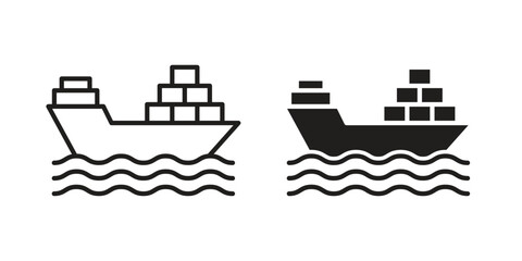 Naklejka premium Ship icon. Simple outline style for web and app. Vector icon