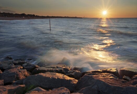 Sunrise at the beach of Cavallino, Venice, Italy, Europe