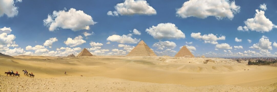 Pyramid of Giza Panorama, Giza, Cairo, Egypt