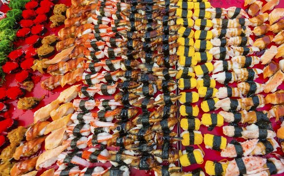 Various colourful sorts of Sushi, Thailand