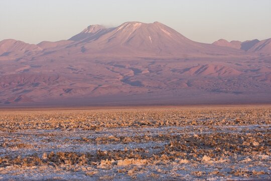 Sunset at Reserva Nacional los Flamencos, Salar de Atacama salt flats, Regi&oacute;n de Antofagasta, Chile, South America
