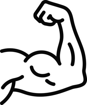 A black and white drawing of a flexed arm