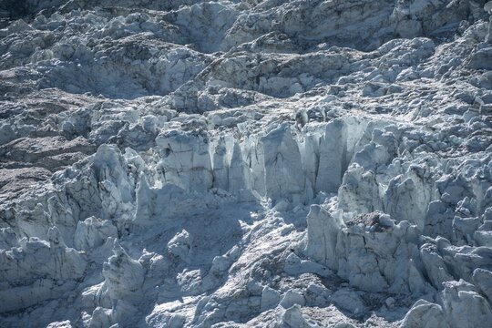 Furrowed glacier ice, glacier tongue, Glacier des Bossons, La Jonction, Chamonix, Haute-Savoie, France