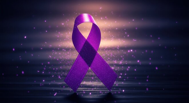 Purple ribbon awareness symbol for domestic violence and epilepsy