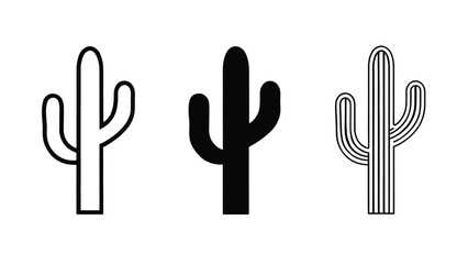 Obraz premium A set of three distinct cactus icons presented in minimalist black and white line art styles