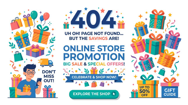 Online Store Promotion 404 Error Page Design