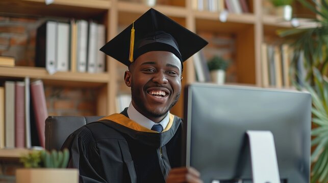 Happy male student graduate excited with college finish