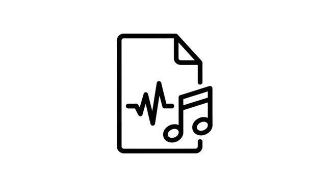 Audio File Icon with Sound Wave and Music Note, Digital Audio Recording Concept