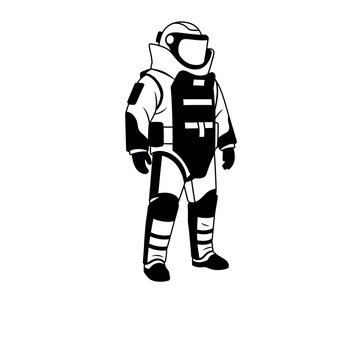 Bomb disposal expert in protective suit 3.