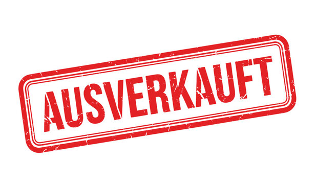 Ausverkauft red stamp logo with bold letters on white background