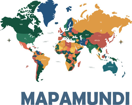 Travel mapamundi & world map color logo icon vector white background