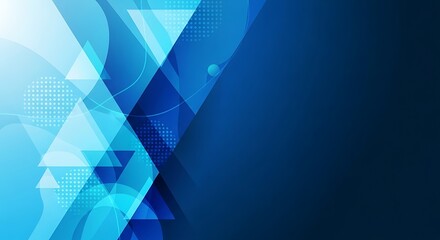 Obraz premium Abstract blue background featuring geometric shapes and subtle halftone patterns for modern design