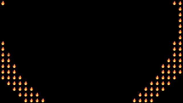 Emoji animated shape of heart reveal. Viral pop culture scandal and hot news template. Spicy story time fire emoji stinger transition. Seamless looping background and heart shape mask wipe reveal