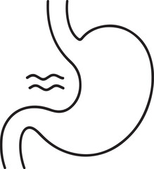 Fototapeta premium Illustration of stomach icon with indigestion or acid reflux symbol